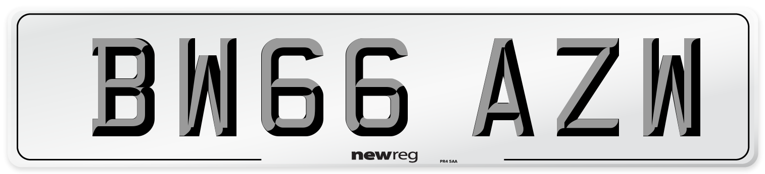 BW66 AZW Number Plate from New Reg